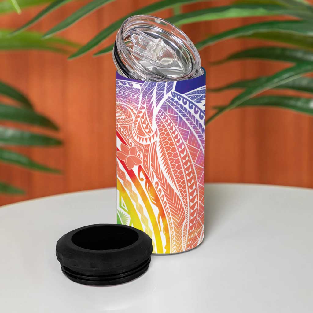 Aloha Pride Rainbow Tie Dye 4 in 1 Can Cooler Tumbler Humpback Whale - Love is Love