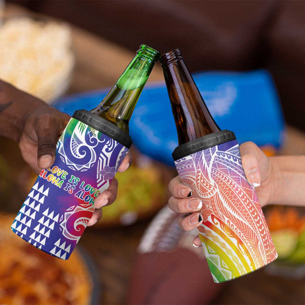 Aloha Pride Rainbow Tie Dye 4 in 1 Can Cooler Tumbler Humpback Whale - Love is Love