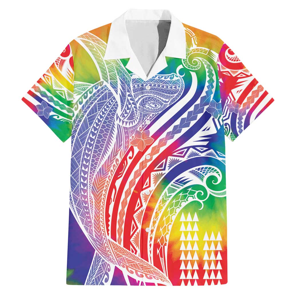 Aloha Pride Rainbow Tie Dye Family Matching Mermaid Dress and Hawaiian Shirt Humpback Whale - Love is Love