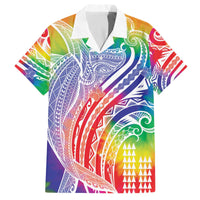Aloha Pride Rainbow Tie Dye Family Matching Off The Shoulder Long Sleeve Dress and Hawaiian Shirt Humpback Whale - Love is Love