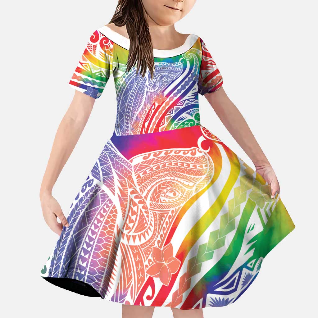 Aloha Pride Rainbow Tie Dye Family Matching Off Shoulder Maxi Dress and Hawaiian Shirt Humpback Whale - Love is Love