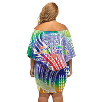 Aloha Pride Rainbow Tie Dye Family Matching Off Shoulder Short Dress and Hawaiian Shirt Humpback Whale - Love is Love