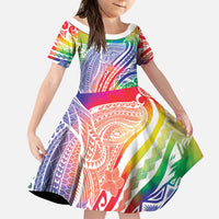 Aloha Pride Rainbow Tie Dye Family Matching Puletasi and Hawaiian Shirt Humpback Whale - Love is Love