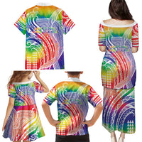 Aloha Pride Rainbow Tie Dye Family Matching Puletasi and Hawaiian Shirt Humpback Whale - Love is Love