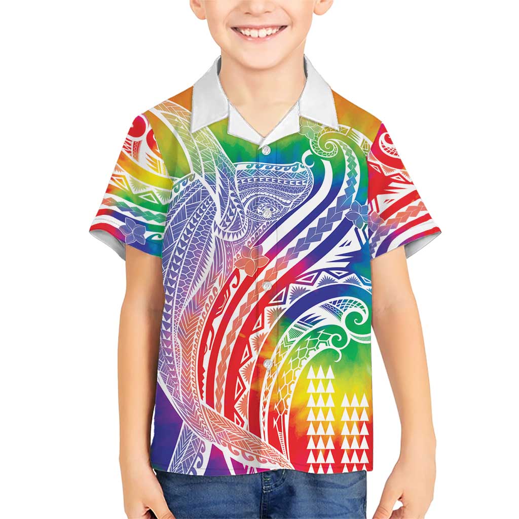 Aloha Pride Rainbow Tie Dye Family Matching Short Sleeve Bodycon Dress and Hawaiian Shirt Humpback Whale - Love is Love