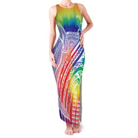 Aloha Pride Rainbow Tie Dye Family Matching Tank Maxi Dress and Hawaiian Shirt Humpback Whale - Love is Love