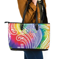 Aloha Pride Rainbow Tie Dye Leather Tote Bag Humpback Whale - Love is Love