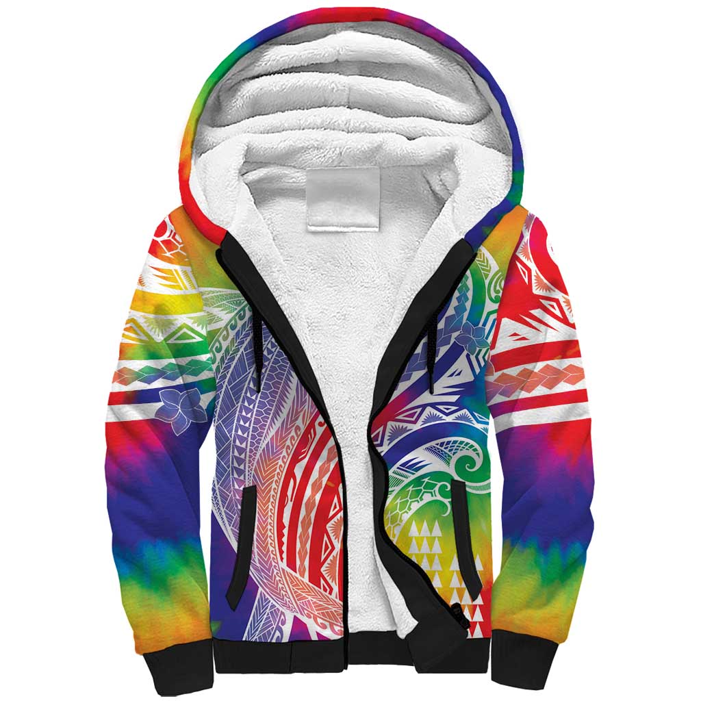 Aloha Pride Rainbow Tie Dye Sherpa Hoodie Humpback Whale - Love is Love