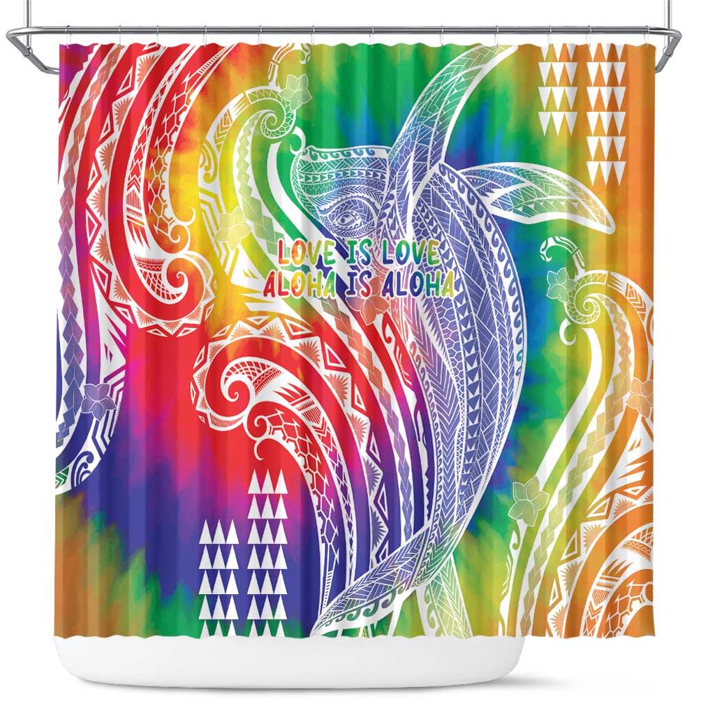 Aloha Pride Rainbow Tie Dye Shower Curtain Humpback Whale - Love is Love