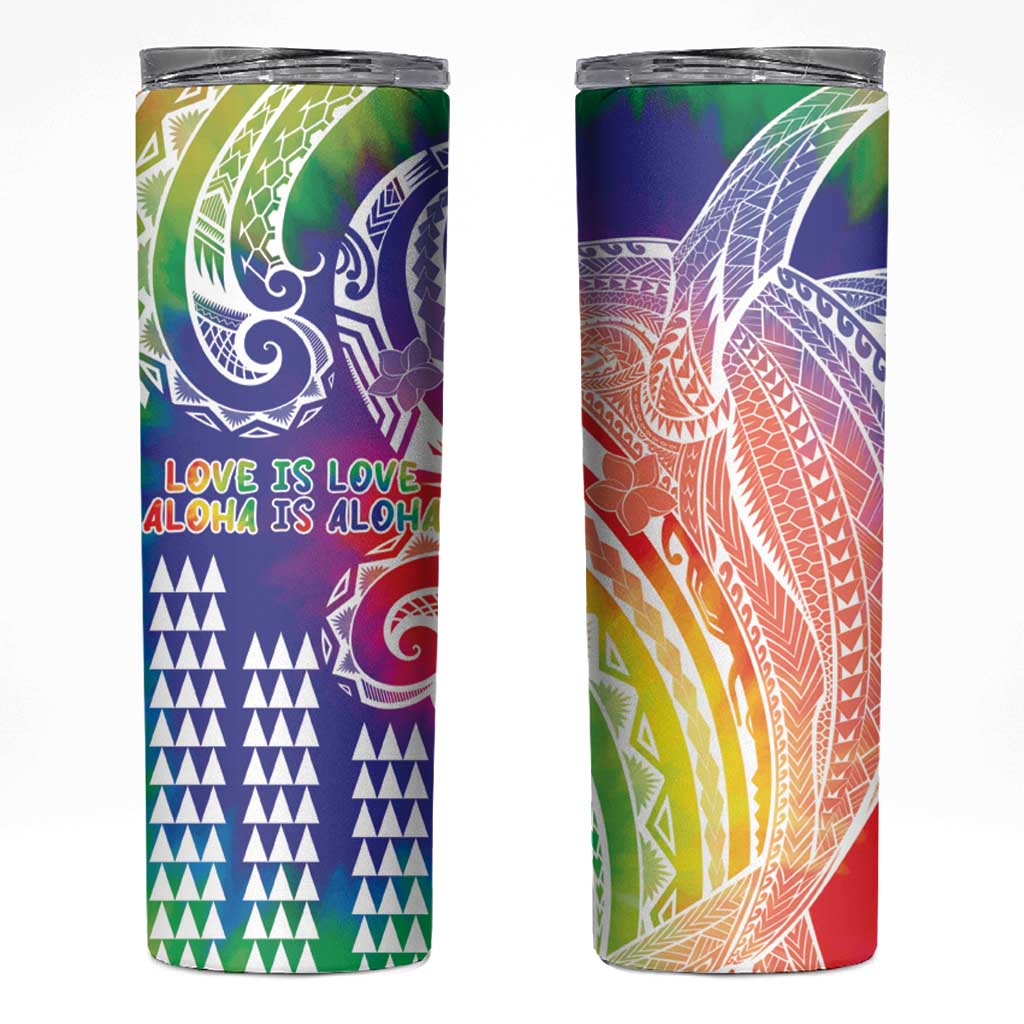 Aloha Pride Rainbow Tie Dye Skinny Tumbler Humpback Whale - Love is Love