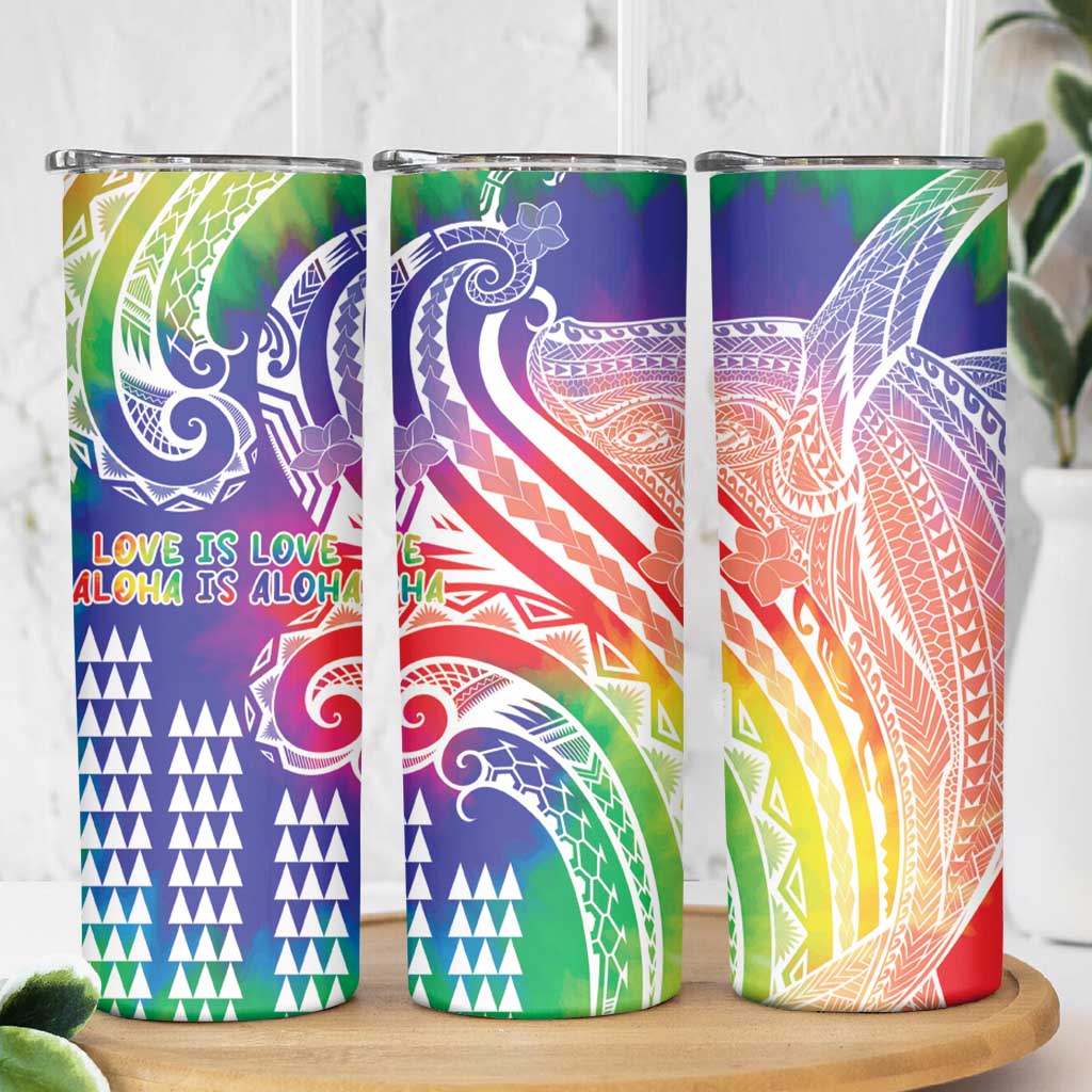 Aloha Pride Rainbow Tie Dye Skinny Tumbler Humpback Whale - Love is Love