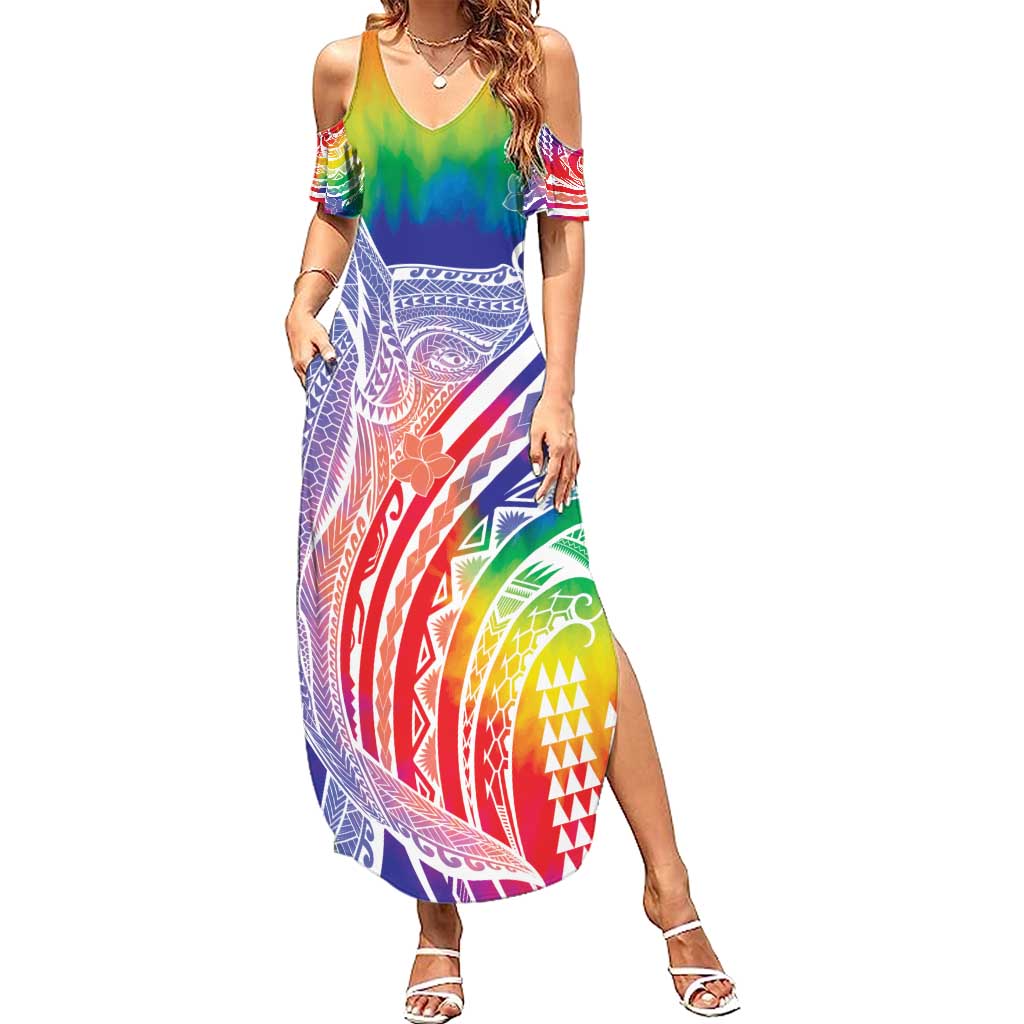 Aloha Pride Rainbow Tie Dye Summer Maxi Dress Humpback Whale - Love is Love