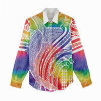 Aloha Pride Rainbow Tie Dye Women Casual Shirt Humpback Whale - Love is Love