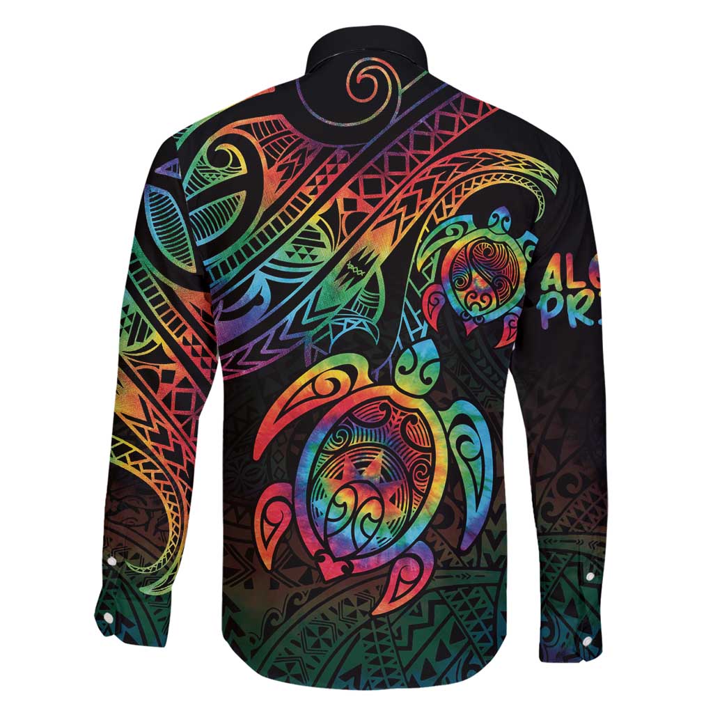 Hawaii Pride Family Matching Long Sleeve Bodycon Dress and Hawaiian Shirt Rainbow Swirls