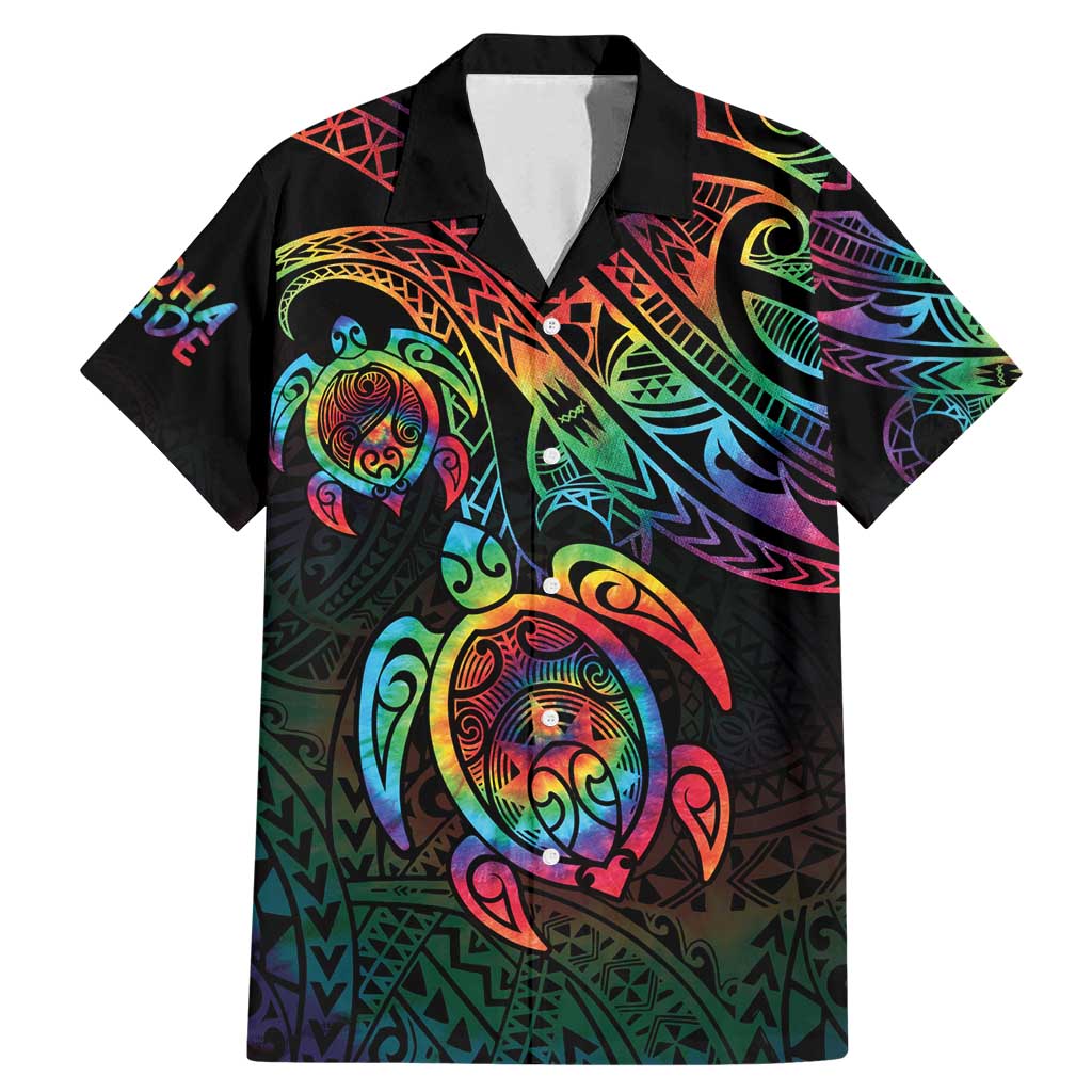Hawaii Pride Family Matching Mermaid Dress and Hawaiian Shirt Rainbow Swirls
