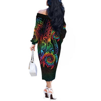 Hawaii Pride Off The Shoulder Long Sleeve Dress Rainbow Swirls