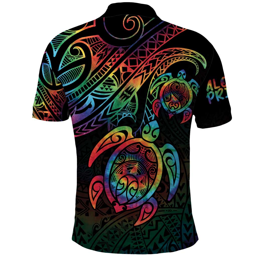 Hawaii Pride Polo Shirt Rainbow Swirls