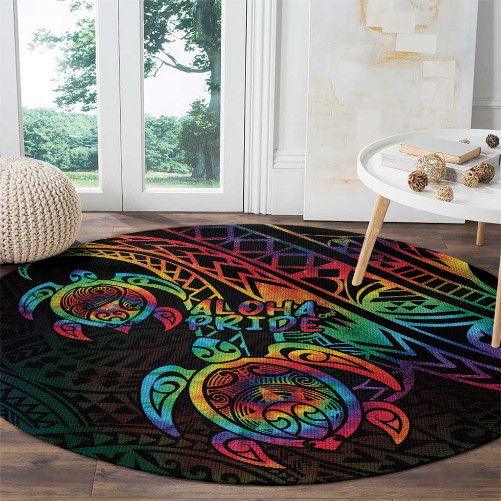 Hawaii Pride Round Carpet Rainbow Swirls