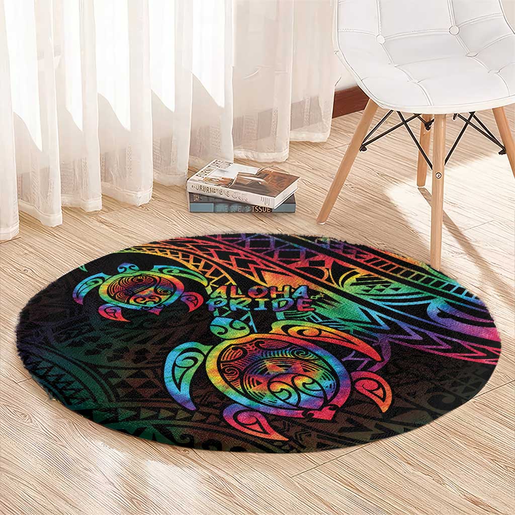 Hawaii Pride Round Carpet Rainbow Swirls