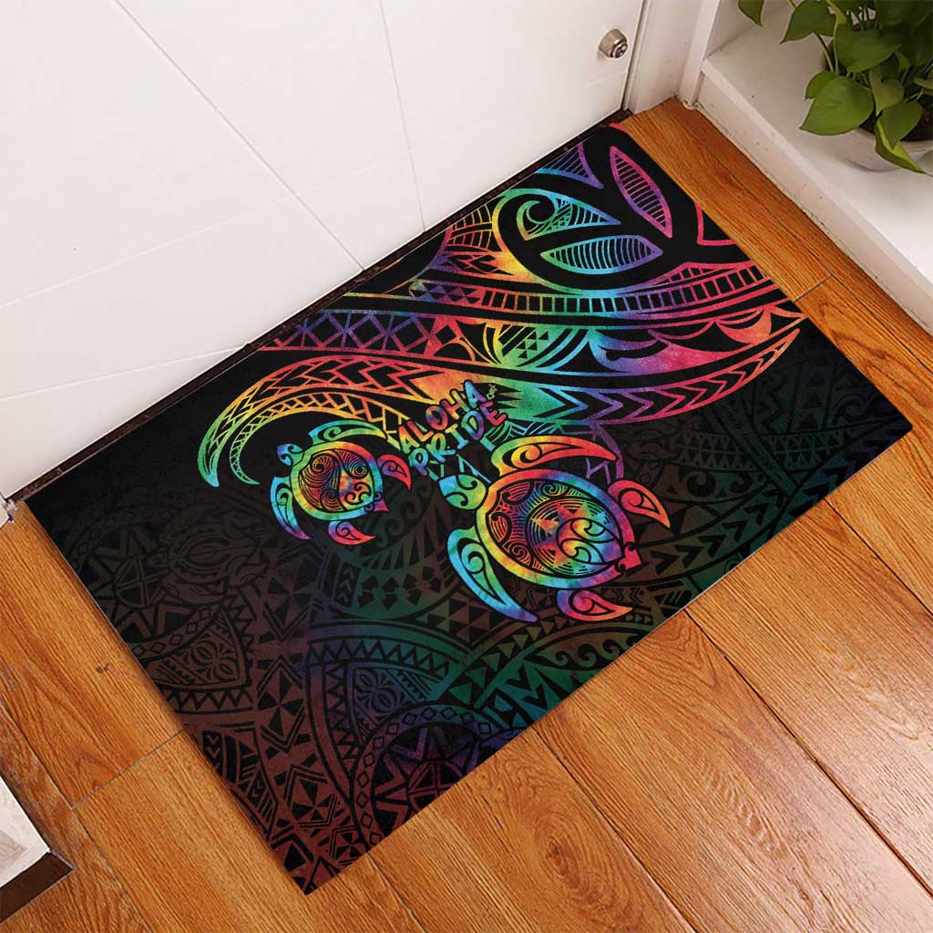 Hawaii Pride Rubber Doormat Rainbow Swirls