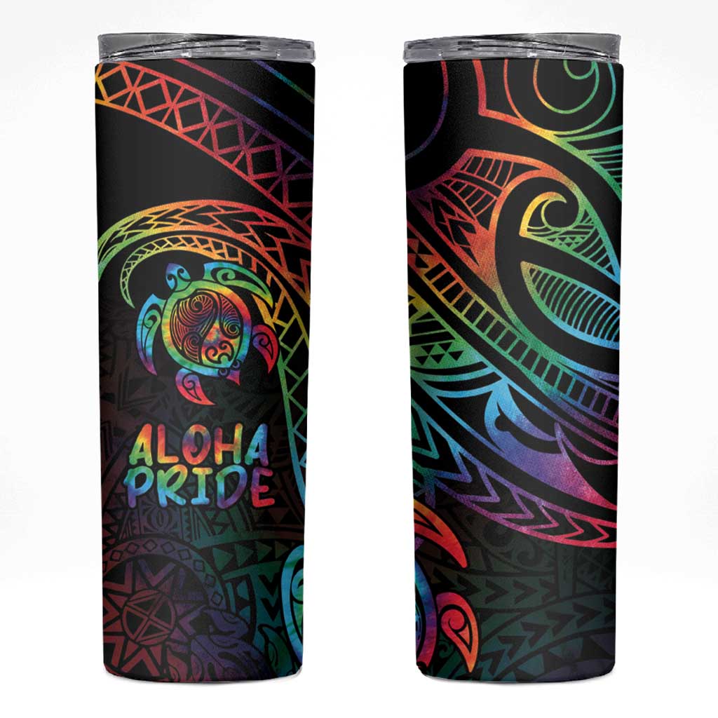 Hawaii Pride Skinny Tumbler Rainbow Swirls