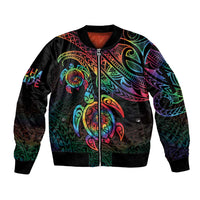 Hawaii Pride Sleeve Zip Bomber Jacket Rainbow Swirls