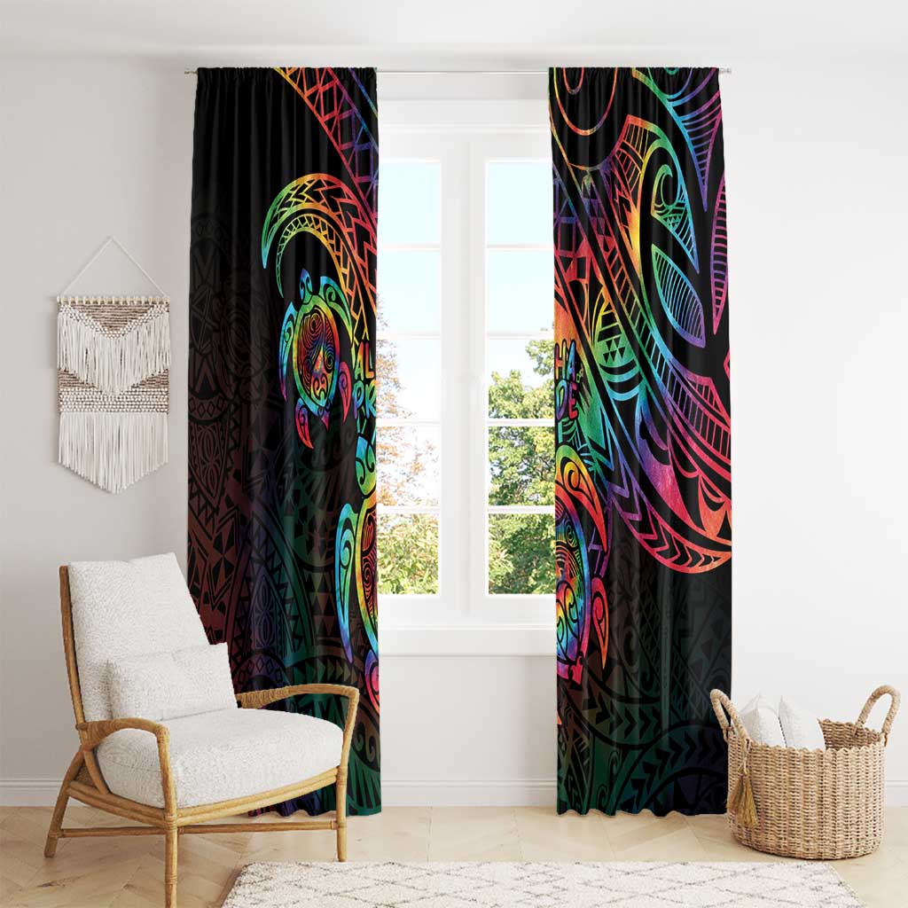 Hawaii Pride Window Curtain Rainbow Swirls