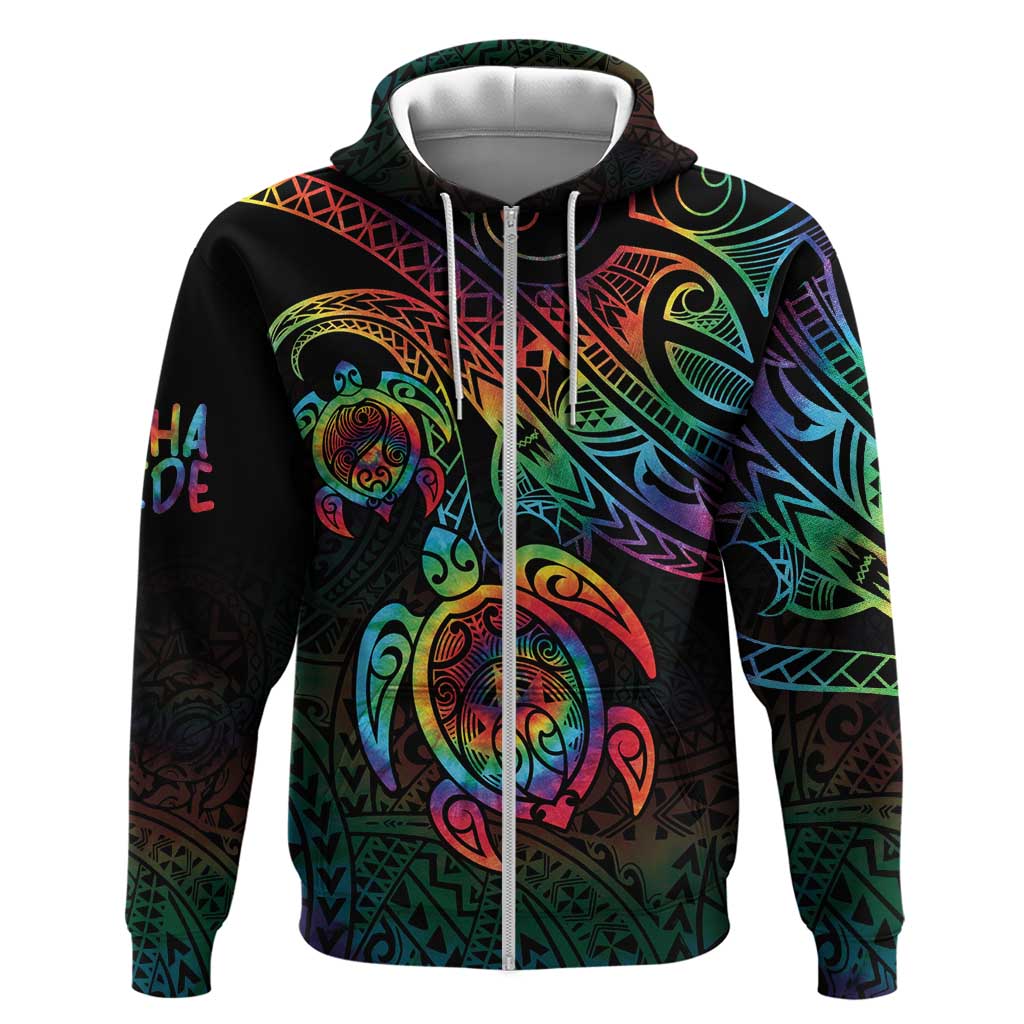 Hawaii Pride Zip Hoodie Rainbow Swirls