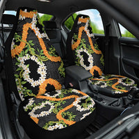 Aloha Festive Hawaii Car Seat Cover Mokihana - Maile and Ilima on Black LT7 One Size Black - Polynesian Pride