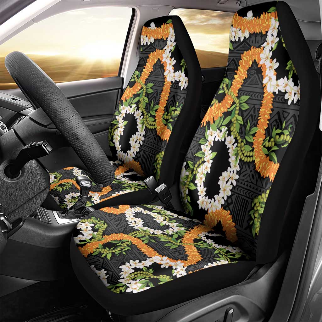 Aloha Festive Hawaii Car Seat Cover Mokihana - Maile and Ilima on Black LT7 - Polynesian Pride