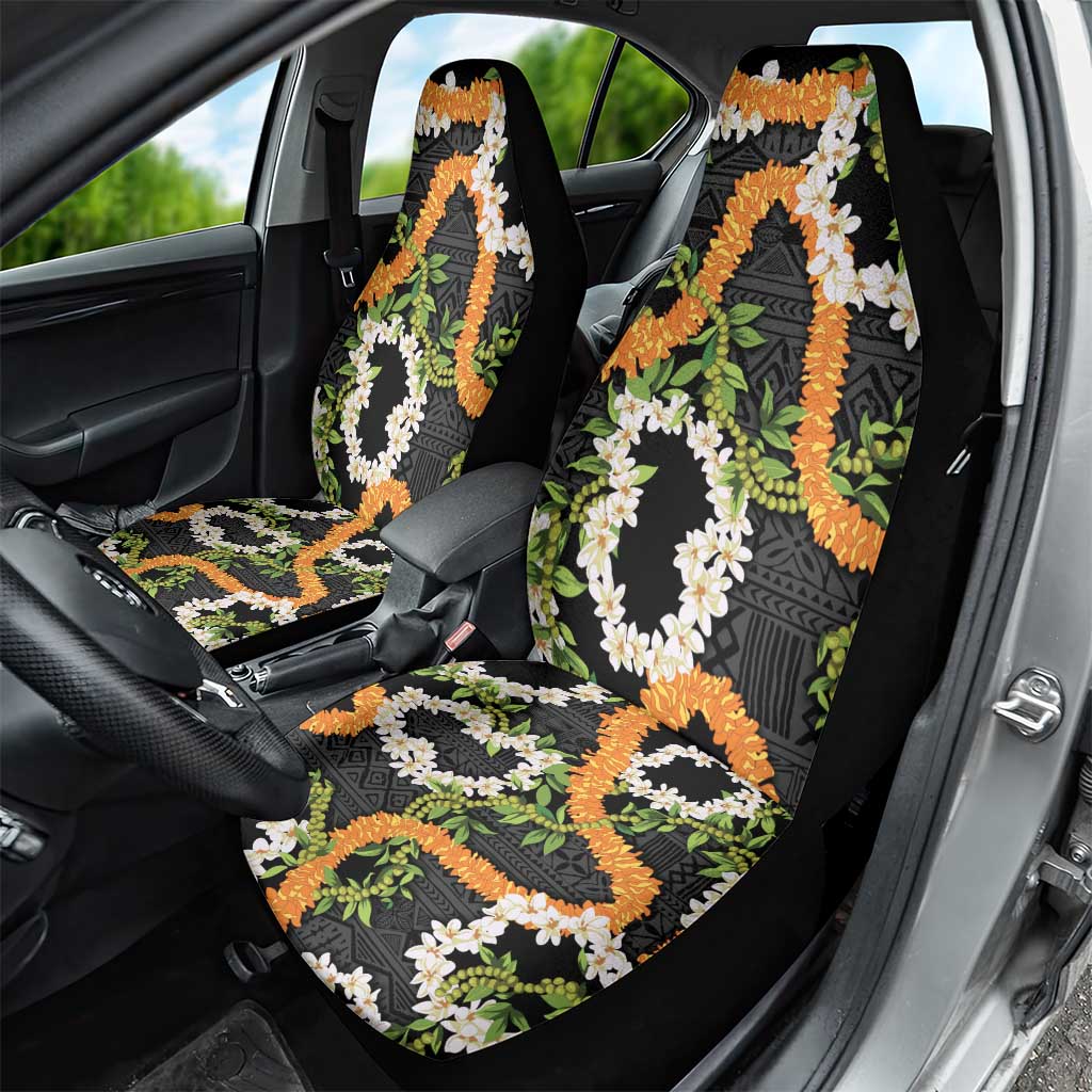 Aloha Festive Hawaii Car Seat Cover Mokihana - Maile and Ilima on Black LT7 - Polynesian Pride