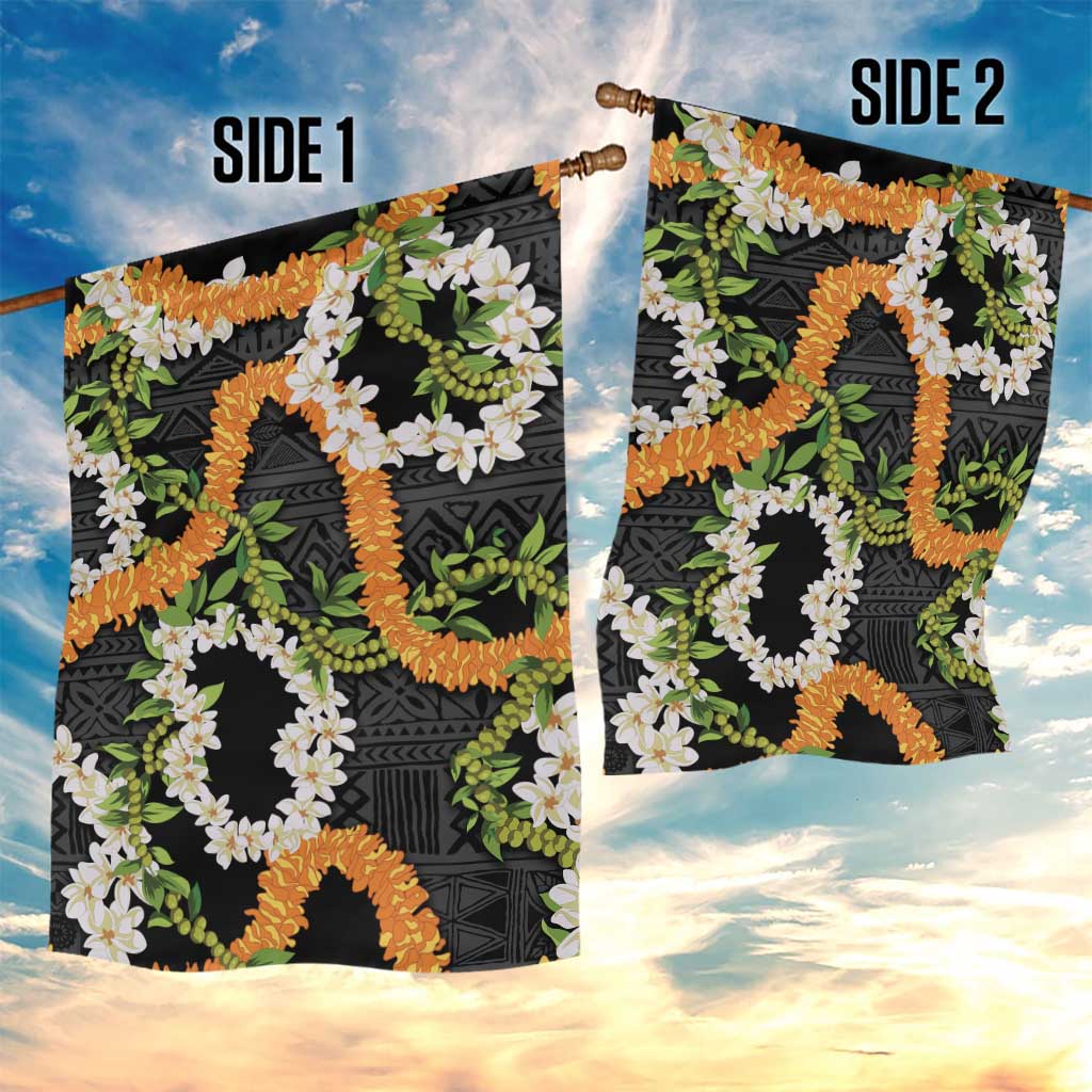 Aloha Festive Hawaii Garden Flag Mokihana - Maile and Ilima on Black - Polynesian Pride