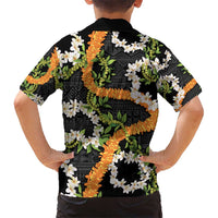 Aloha Festive Hawaii Kid Hawaiian Shirt Mokihana - Maile and Ilima on Black LT7 - Polynesian Pride