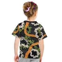 Aloha Festive Hawaii Kid T Shirt Mokihana - Maile and Ilima on Black - Polynesian Pride