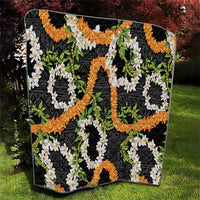 Aloha Festive Hawaii Quilt Mokihana - Maile and Ilima on Black - Polynesian Pride