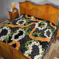 Aloha Festive Hawaii Quilt Mokihana - Maile and Ilima on Black - Polynesian Pride