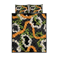 Aloha Festive Hawaii Quilt Bed Set Mokihana - Maile and Ilima on Black LT7 - Polynesian Pride