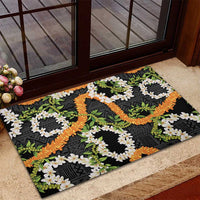 Aloha Festive Hawaii Rubber Doormat Mokihana - Maile and Ilima on Black LT7 - Polynesian Pride