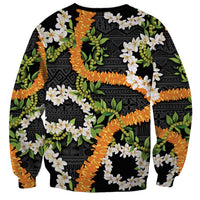 Aloha Festive Hawaii Sweatshirt Mokihana - Maile and Ilima on Black LT7 - Polynesian Pride