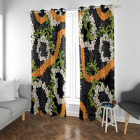 Aloha Festive Hawaii Window Curtain Mokihana - Maile and Ilima on Black - Polynesian Pride