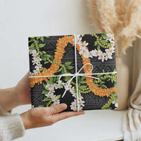 Aloha Festive Hawaii Wrapping Paper Mokihana - Maile and Ilima on Black LT7 - Polynesian Pride