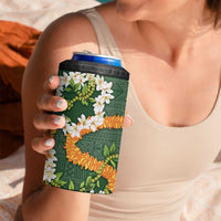 Aloha Festive Hawaii 4 in 1 Can Cooler Tumbler Mokihana - Maile and Ilima on Forest Green - Polynesian Pride