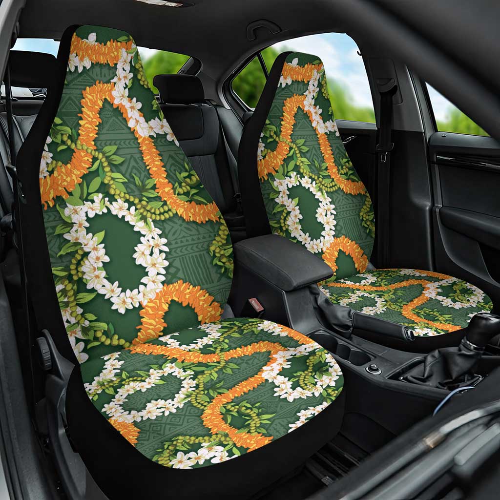 Aloha Festive Hawaii Car Seat Cover Mokihana - Maile and Ilima on Forest Green LT7 One Size Forest Green - Polynesian Pride