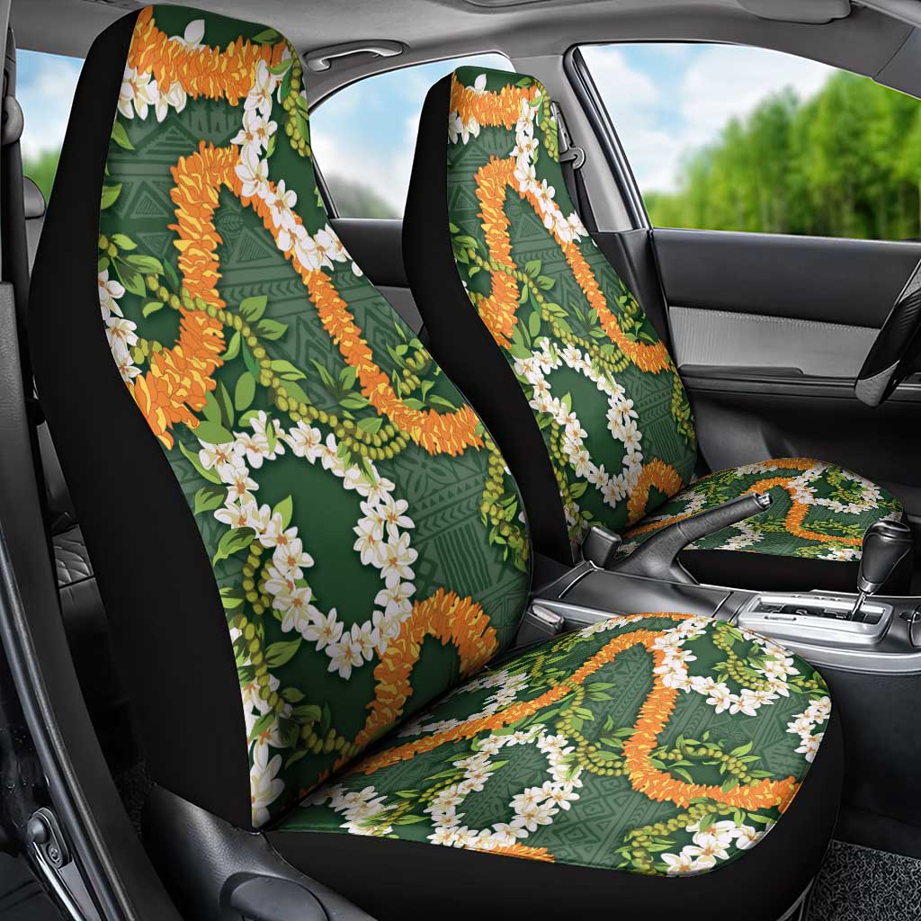 Aloha Festive Hawaii Car Seat Cover Mokihana - Maile and Ilima on Forest Green LT7 - Polynesian Pride