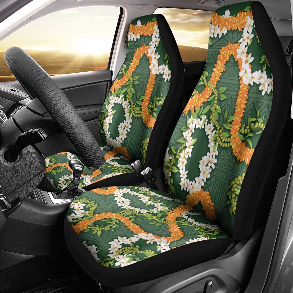 Aloha Festive Hawaii Car Seat Cover Mokihana - Maile and Ilima on Forest Green LT7 - Polynesian Pride
