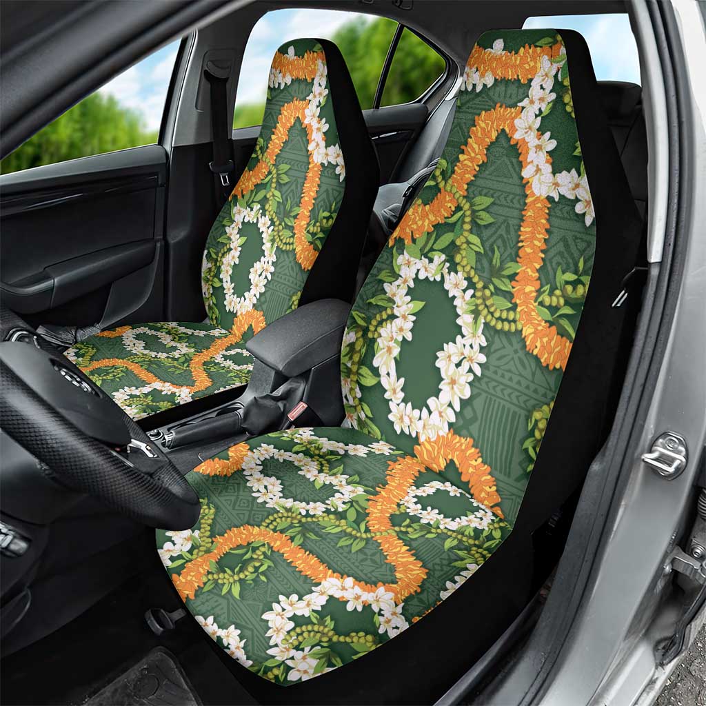 Aloha Festive Hawaii Car Seat Cover Mokihana - Maile and Ilima on Forest Green LT7 - Polynesian Pride
