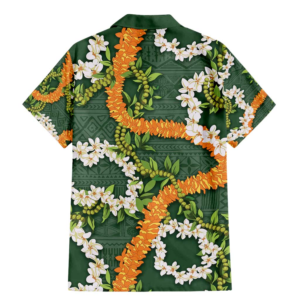 Aloha Festive Hawaii Family Matching Mermaid Dress and Hawaiian Shirt Mokihana - Maile and Ilima on Forest Green - Polynesian Pride