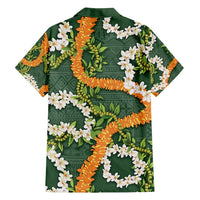 Aloha Festive Hawaii Family Matching Tank Maxi Dress and Hawaiian Shirt Mokihana - Maile and Ilima on Forest Green - Polynesian Pride