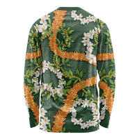 Aloha Festive Hawaii Long Sleeve Shirt Mokihana - Maile and Ilima on Forest Green LT7 - Polynesian Pride
