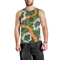 Aloha Festive Hawaii Men Tank Top Mokihana - Maile and Ilima on Forest Green - Polynesian Pride